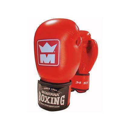 Gants de boxe compétition amateur en cuir rouge montana 47010