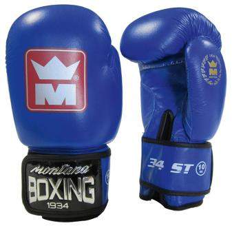 Gants de boxe compétition amateur en cuir bleu montana 47011