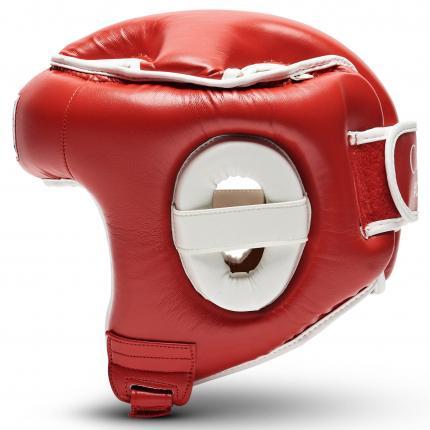 casque de boxe de combat noir, bleu ou rouge de leone 1947 cs410 côté sur ring et tatami ring-tatami